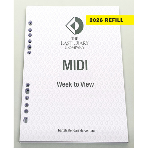 2026 Refill Nicholls A5 Midi Week to View by Last Diary Company NA57