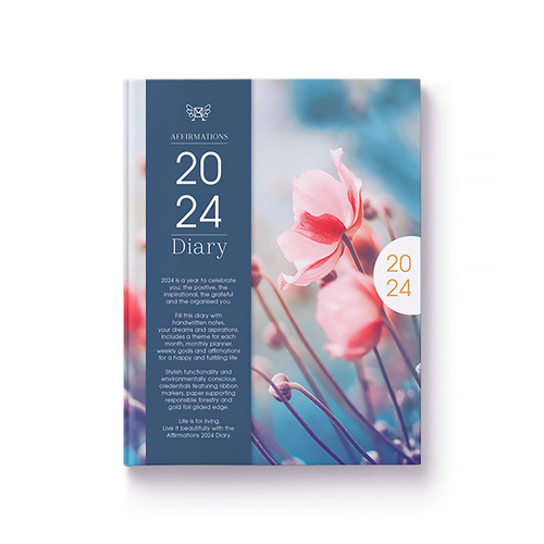 2024 Diary Floral 148x190mm Monthly & Weekly Blue by Affirmations ADP245