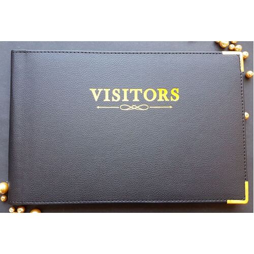 Ozcorp Visitors Book Classic Black with Gold Edges, Signature Book GBK07
