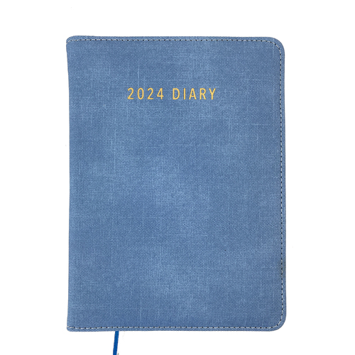 2024 Diary Contempo A5 Day to Page Spiral Blue, Ozcorp D769
