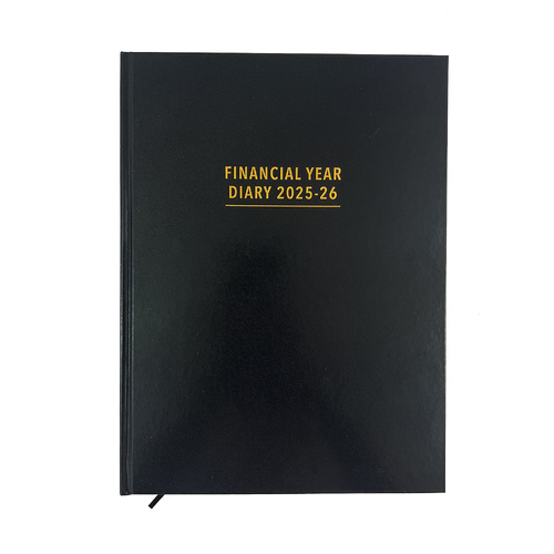 2025-2026 Financial Year Diary OzCorp A4 Day to Page Black FD57