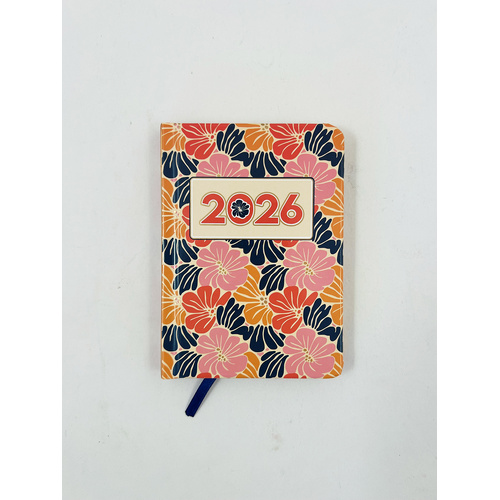 2026 Diary Fashion A7 Week to View Hard Cover Floral, OzCorp DA17