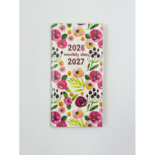 2026-2027 2-Year Planner Fashion Pocket Month to View Plum Fleur, OzCorp YP77