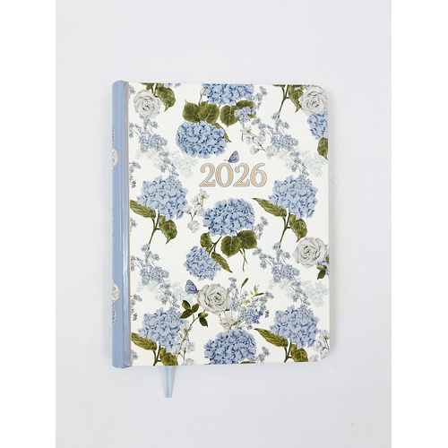 2026 Diary Fashion A5 Week to View Spiral Hydrangeas, OzCorp D888