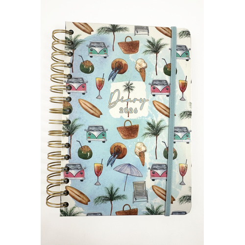 2026 Diary Fashion A5 Day to Page Surf Beach, OzCorp D891