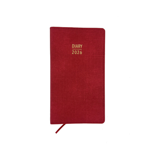 2026 Diary Contempo Slim Week to View Spiral Red, OzCorp D899