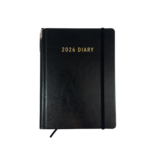 2026 Diary Contempo A5 Week to View w/ Pen Black, OzCorp D905