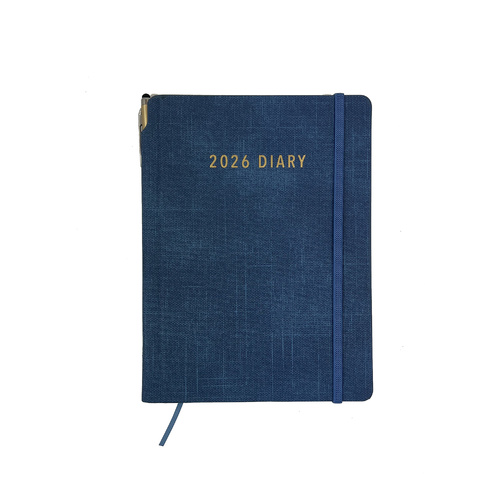 2026 Diary Contempo A5 Week to View w/ Pen Steel Blue, OzCorp D906