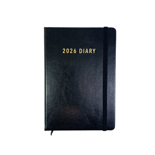 2026 Diary Contempo A5 Day to Page Casebound Black, OzCorp D912