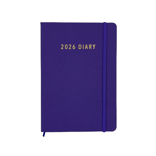 2026 Diary Contempo A5 Day to Page Casebound Violet, OzCorp D914