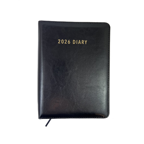 2026 Diary Contempo A5 Day to Page Spiral Black, OzCorp D917