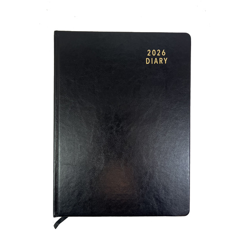 2026 Diary Contempo A4 Day to Page Casebound Black, OzCorp D922