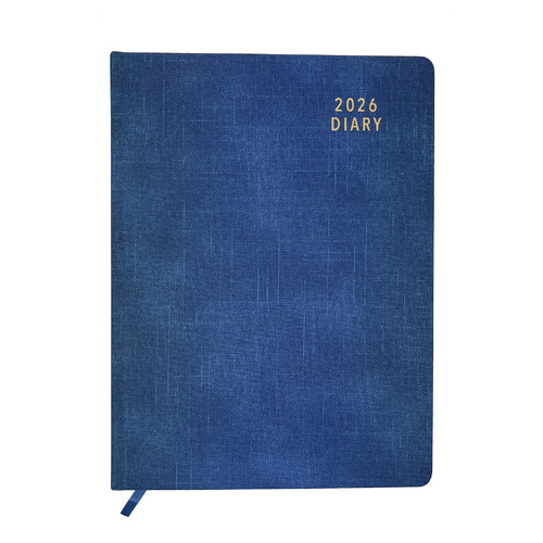 2026 Diary Contempo A4 Day to Page Casebound Steel Blue, OzCorp D924