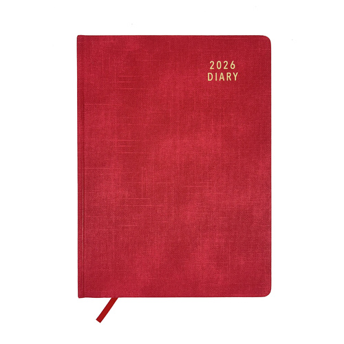 2026 Diary Contempo A4 Day to Page Casebound Red, OzCorp D926