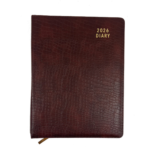2026 Diary Contempo A4 Day to Page Spiral Croc Tan, OzCorp D928