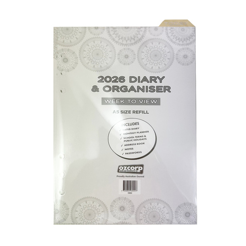 2026 Refill A5 Week to View, OzCorp D952