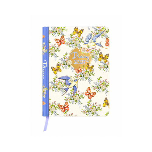 2027 Diary OzCorp Fashion A5 Week to View Spiral Swallows & Butterflies, D963