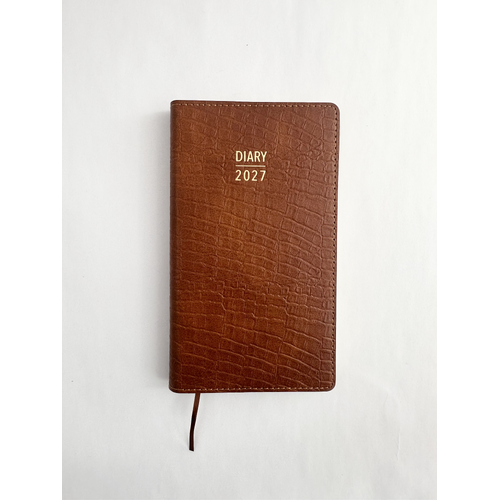 2027 Diary OzCorp Contempo Slim Week to View Spiral Croc Tan, AP-SW2227