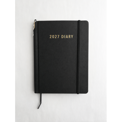 2027 Diary OzCorp Contempo A5 Week to View w/ Pen Black, BA5CPW1027