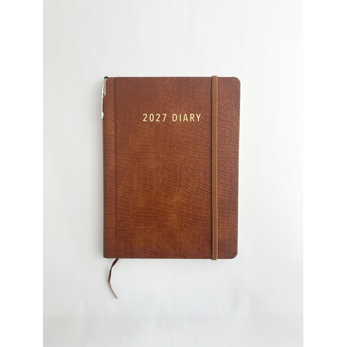 2027 Diary OzCorp Contempo A5 Week to View w/ Pen Croc Tan, BA5CPW2227