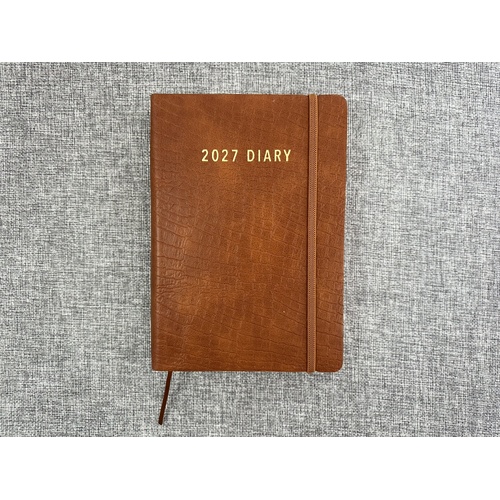 2027 Diary OzCorp Contempo A5 Day to Page Softcover Croc Tan, DA5CD2227