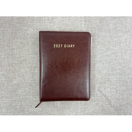 2027 Diary OzCorp Contempo A5 Day to Page Spiral Chocolate, DA5SD2327
