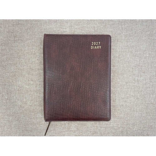 2027 Diary OzCorp Contempo A4 Day to Page Spiral Croc Tan, EA4SD2427