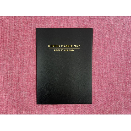 2027 Planner OzCorp Contempo A4 Month to View Black, GA4MP1027