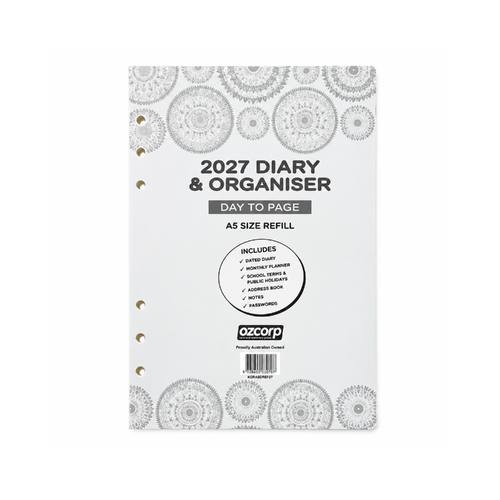 2027 Refill OzCorp A5 Day to Page, KORA5DREF27