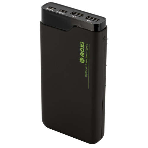 Moki Power Bank 15000mAh w/ Type-C Rapid Charge Black ACC MPBP150