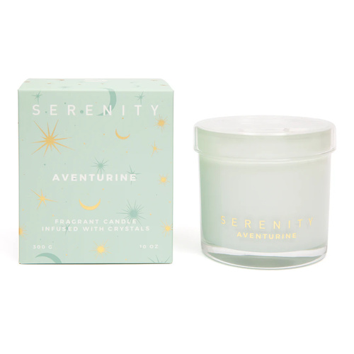 Serenity Scented Candle 300g - Abundance Aventurine Crystal, Home Fragrance Co. SCY300AV