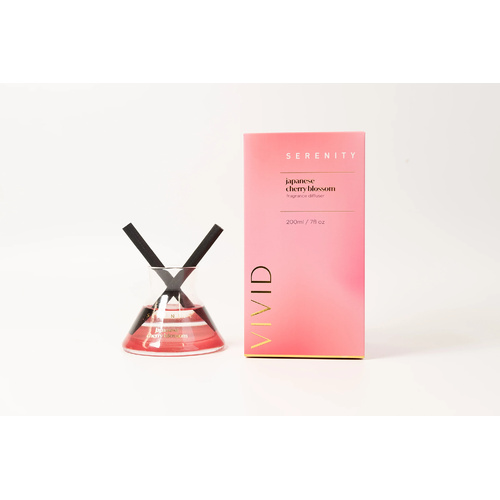 Serenity Vivid Reed Diffuser 200mL Japanese Cherry Blossom, Home Fragrance Co. SVV200JC
