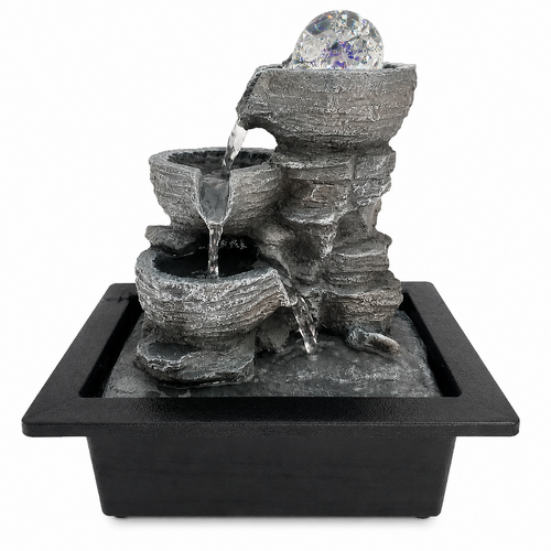 EwaterFeatures Water Fountain 26cm Rocky Cascade, Home Office Garden Decor, EWF21036