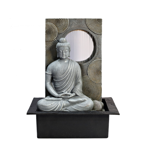 EwaterFeatures Water Fountain 40cm Raining Slab Buddha, Home Office Garden Decor, EWF31222109