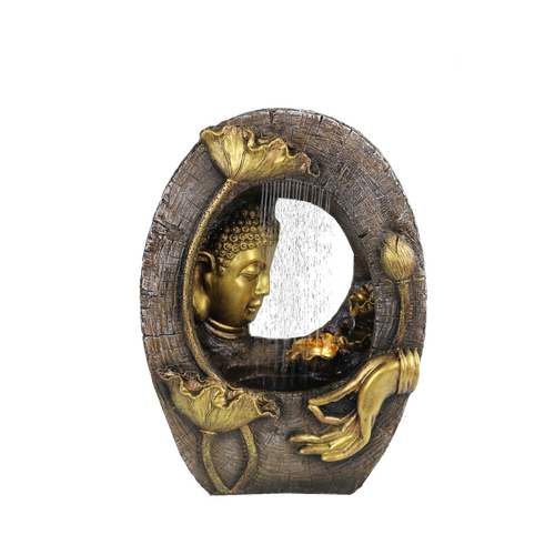 EwaterFeatures Water Fountain 49cm Raining Peaceful Buddha, Home Office Garden Decor, EWF324073