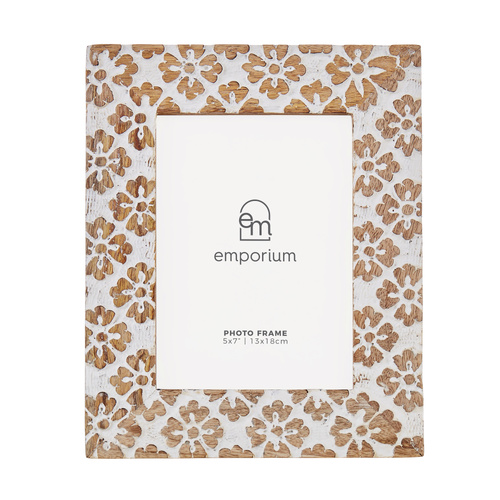 Emporium Mara Wooden Photo Frame 5x7 Natural & White, EMFR63