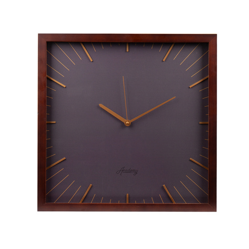 Academy Alfred Square Wall Clock 50cm Brown, ACCL02