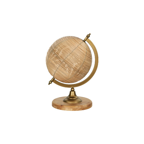 Society Home Sterling Globe 33cm Rattan & Wood, G0001363