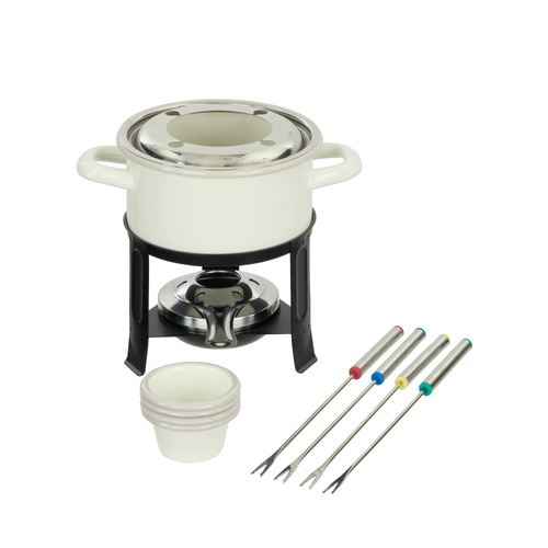 Davis & Waddell Daylesford Fondue Set 4-Person Enamel Cream, G0000842