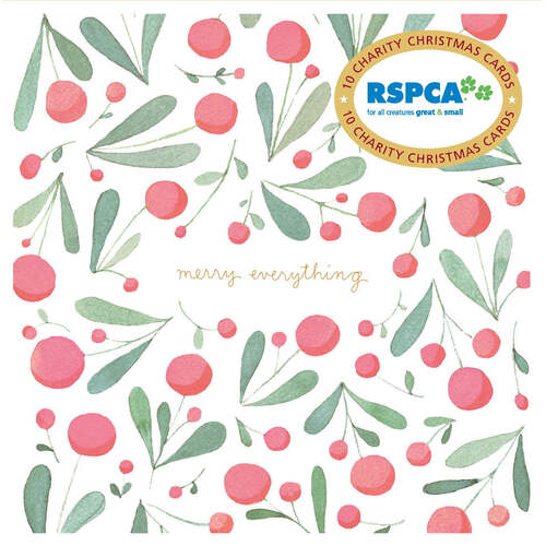 Vevoke Charity Boxed Christmas Cards 10 Pack Wallet RSPCA Merry Everything