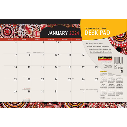 2024 Calendar Aboriginal Art Desk Pad Browntrout A03872