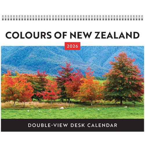 2026 Calendar Colours of New Zealand Double-View Desk Easel, BrownTrout A05364