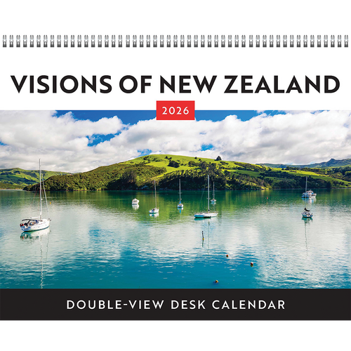 2026 Calendar Visions of New Zealand Double-View Desk Easel, BrownTrout A05401