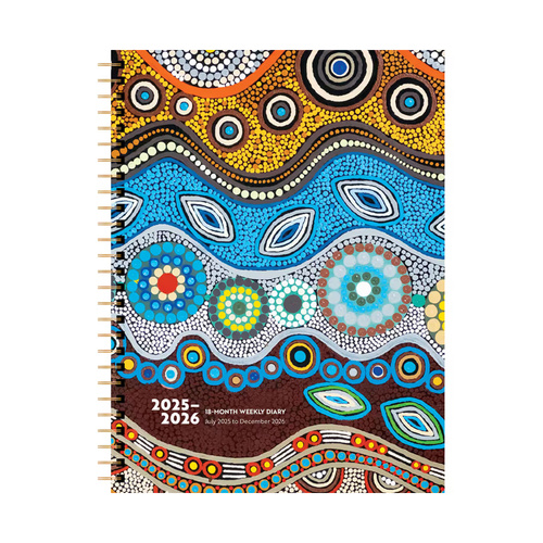 2025-2026 18-Month Planner Aboriginal Art Monthly/Weekly, BrownTrout A05449