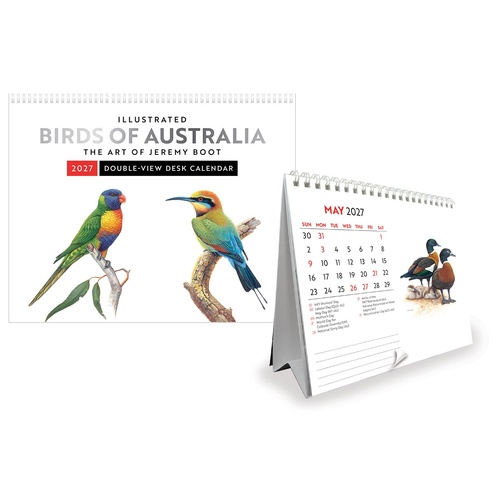 2027 Calendar The Art of Jeremy Boot Birds of Australia Double-View Desk Easel, Browntrout A06521