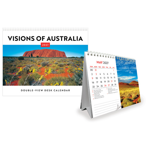2027 Calendar Visions of Australia Double-View Desk Easel, Browntrout A06569