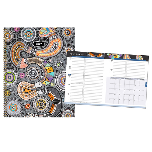 2026-2027 18-Month Planner Aboriginal Art Desk Monthly/Weekly, Browntrout A06613