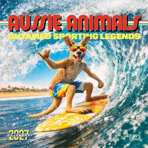 2027 Calendar Aussie Animals, Untamed Sporting Legends Square Wall, Browntrout A07054