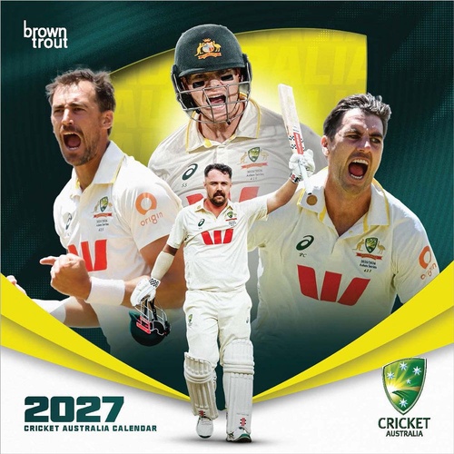 2027 Calendar Cricket Australia Square Wall, Browntrout A07207