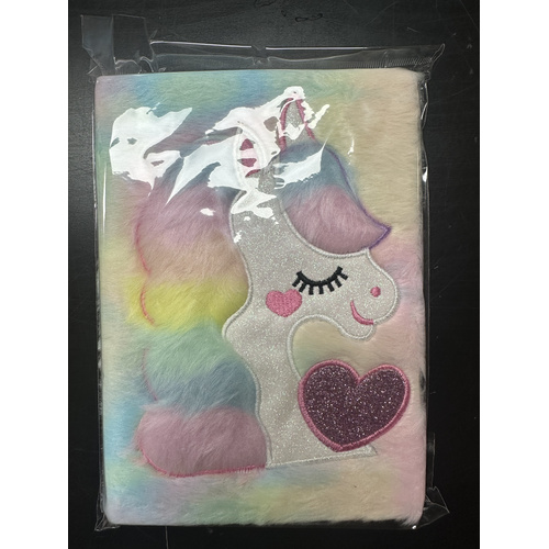 Fluffy Notebook A5 Lined - Unicorn with Heart (Assorted Designs)